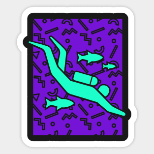 Rad 90s Scuba Diver Pattern Sticker